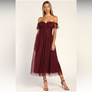 Lulus Burgundy Midi Dress